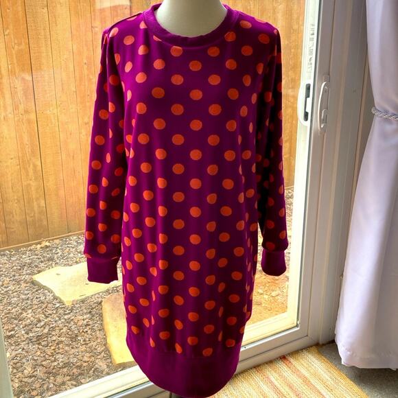 Victor Glemaud Purple and Pink Polka Dot Sweatshirt Dress Size M - Picture 1 of 5